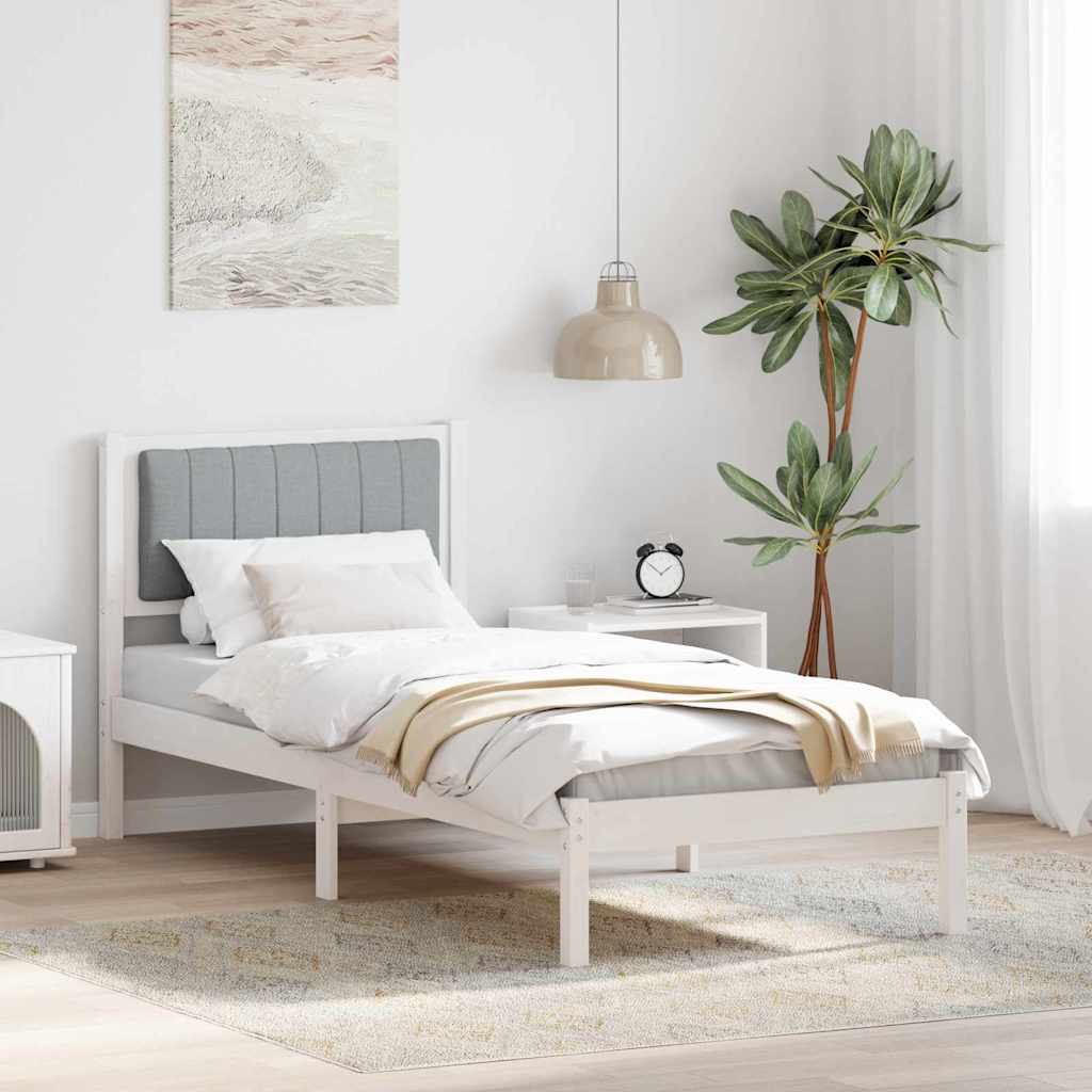 Letto con Testiera Rivestita Grigio chiaro 75 x 190 cm