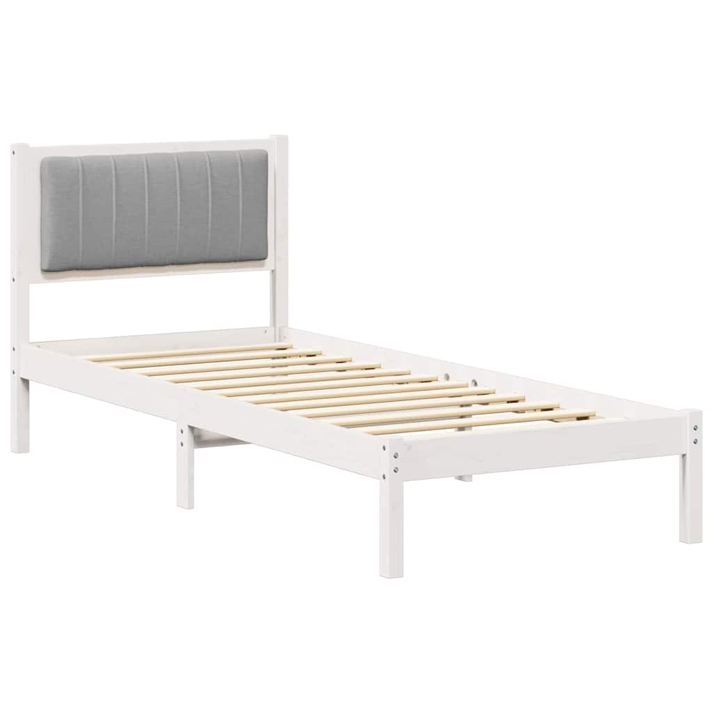 Letto con Testiera Rivestita Grigio chiaro 75 x 190 cm