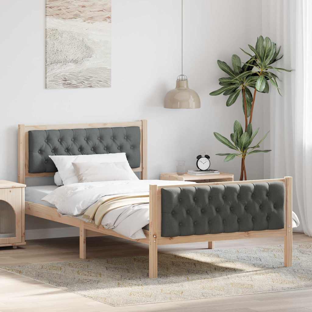 Struttura del letto Grigio scuro 100 x 200 cm Pino massello