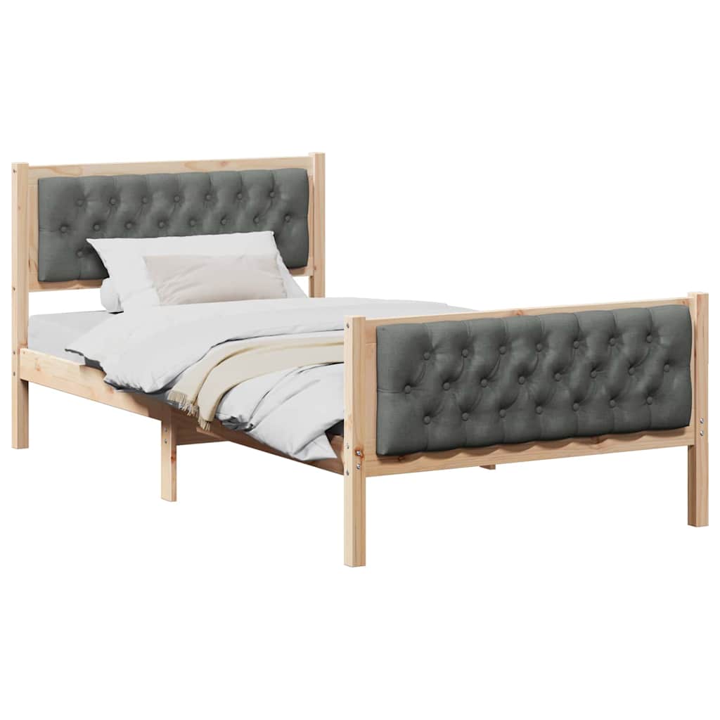 Struttura del letto Grigio scuro 100 x 200 cm Pino massello