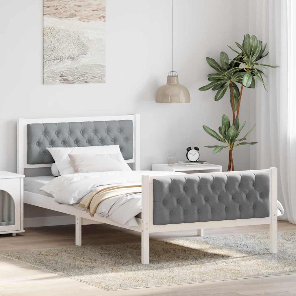 Struttura del letto Grigio chiaro 100 x 200 cm Pino massello
