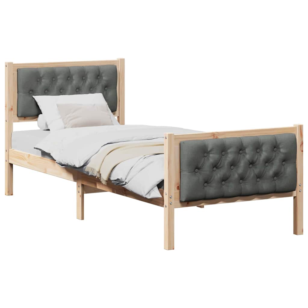Struttura del letto Grigio scuro 80 x 200 cm Pino massello
