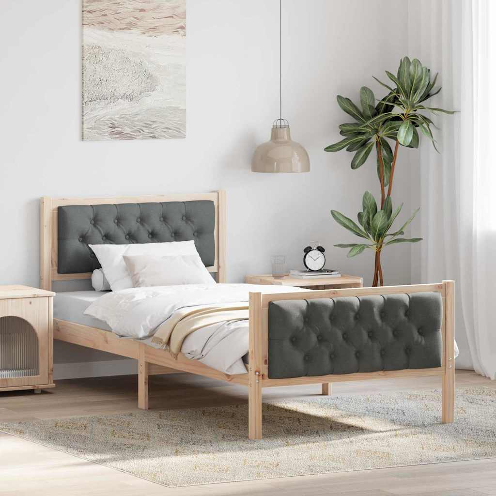 Struttura del letto Grigio scuro 90 x 190 cm Pino massello