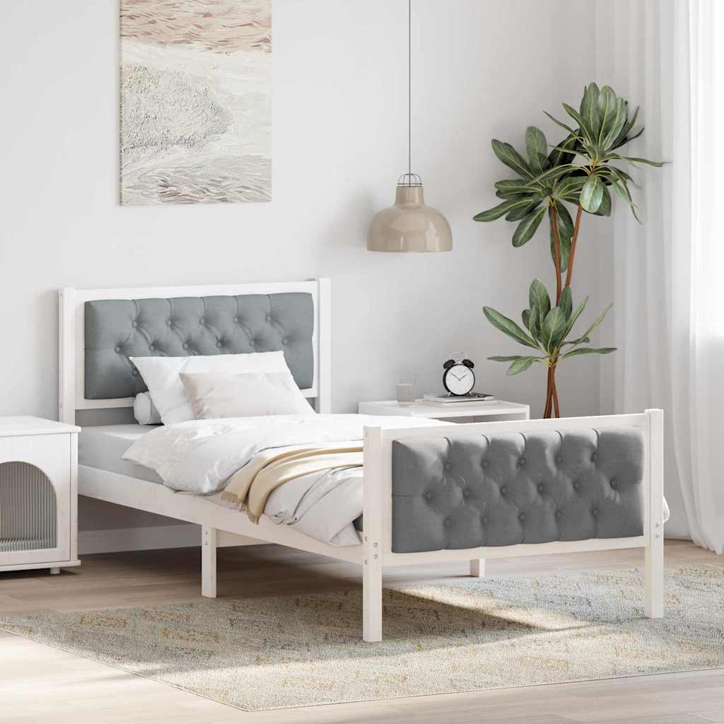 Struttura del letto Grigio chiaro 90 x 190 cm Pino massello