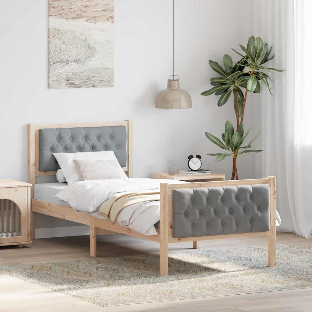 Struttura del letto Grigio chiaro 75 x 190 cm Pino massello