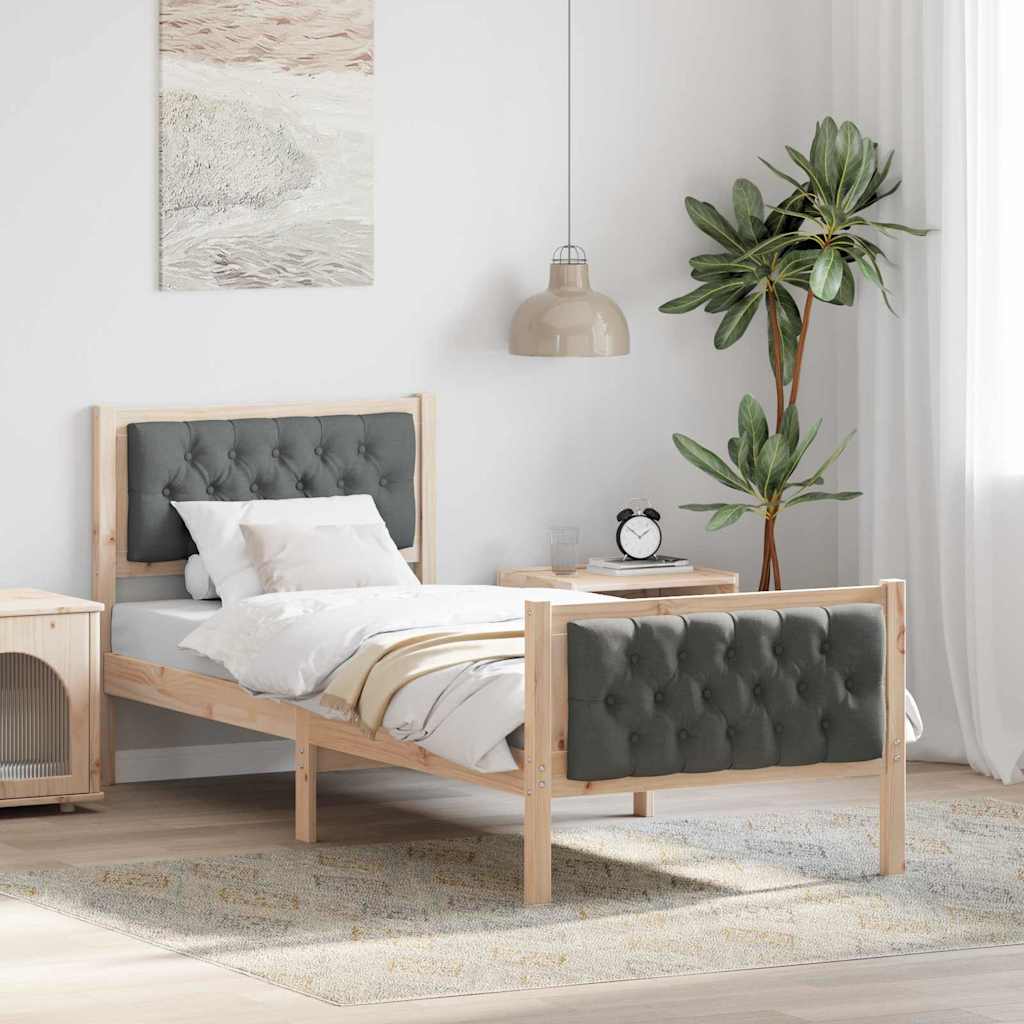 Struttura del letto Grigio scuro 75 x 190 cm Pino massello