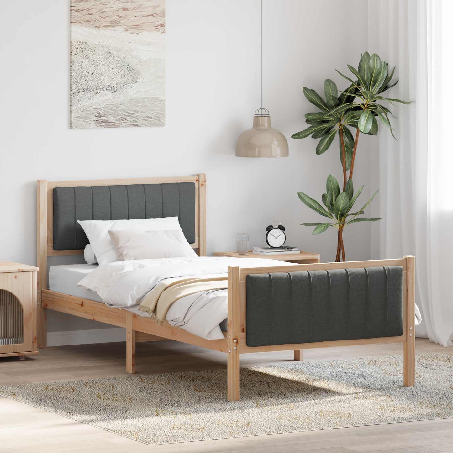 Struttura del Letto marrone e grigio scuro 90 x 200 cm