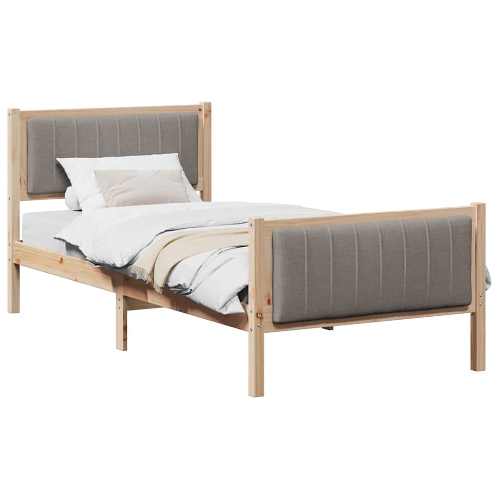Struttura del Letto con testiera Marrone e taupe 90 x 200 cm