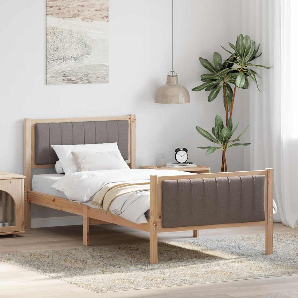 Struttura del Letto con testiera Marrone e taupe 90 x 190 cm