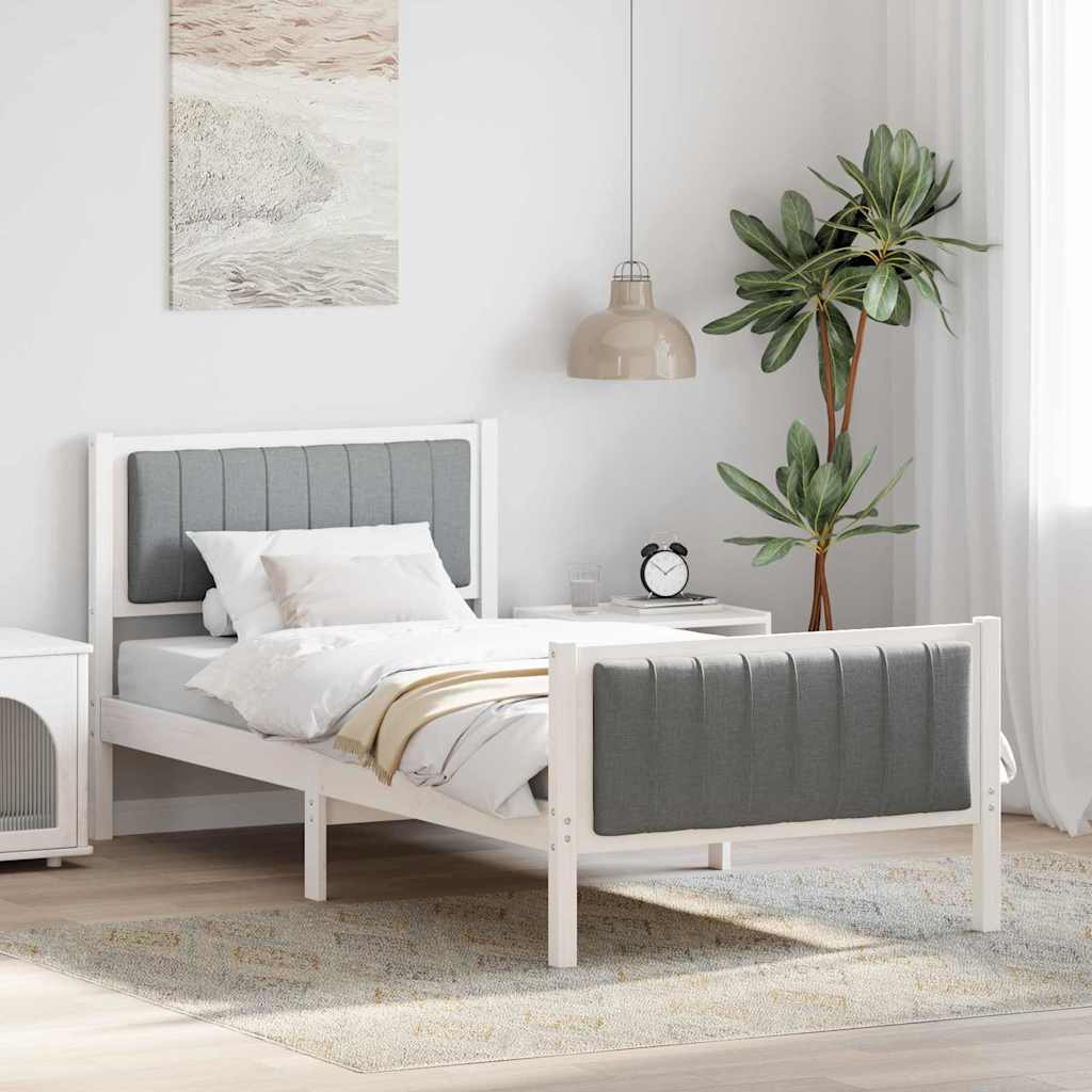 Struttura del Letto Bianco e grigio chiaro 90 x 190 cm