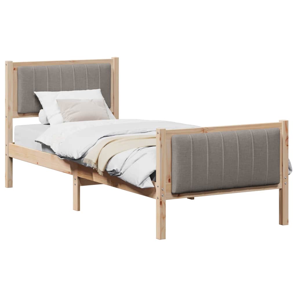 Struttura del Letto con testiera Marrone e taupe 75 x 190 cm
