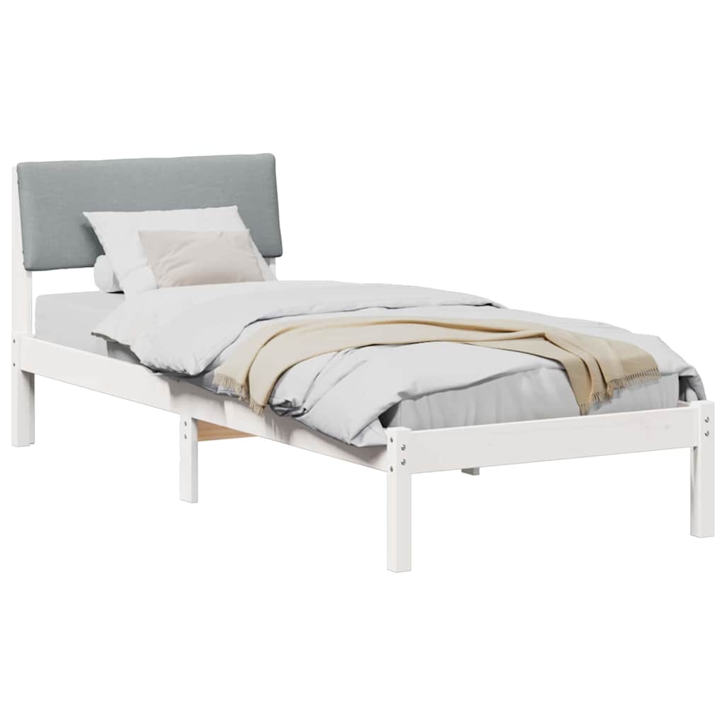 Struttura del Letto Bianco e grigio chiaro 75 x 190 cm