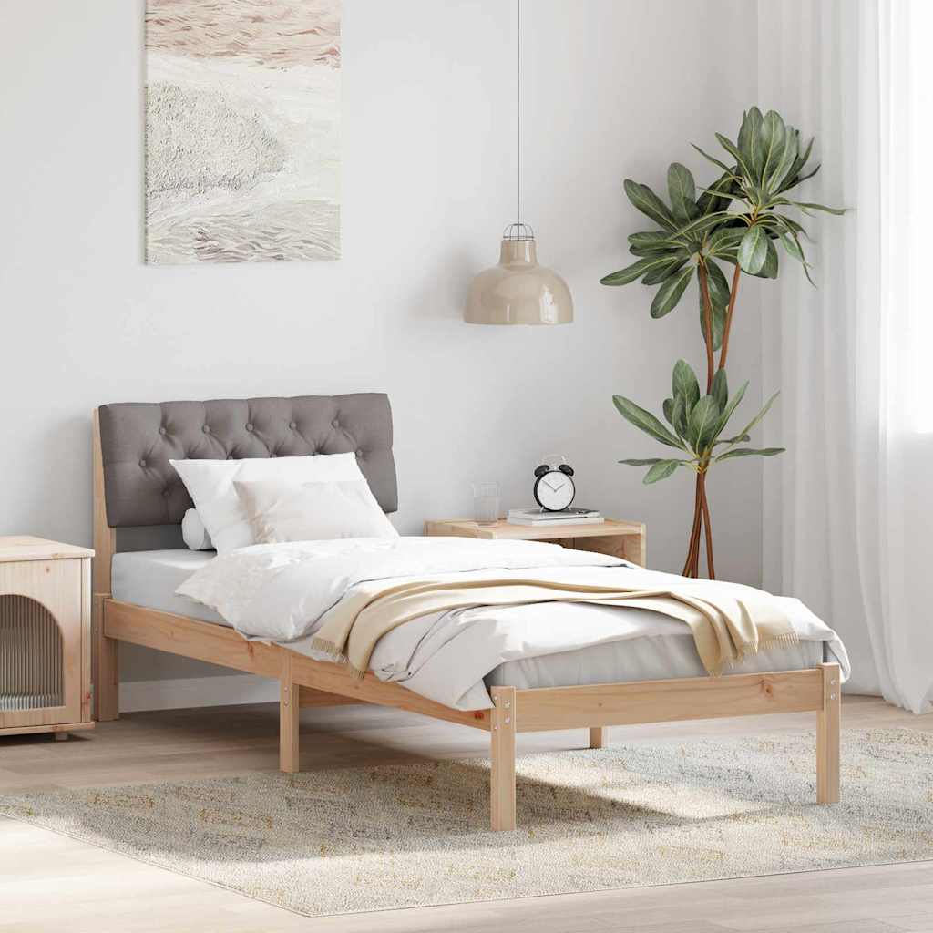 Struttura del Letto con testiera Marrone e taupe 75 x 190 cm