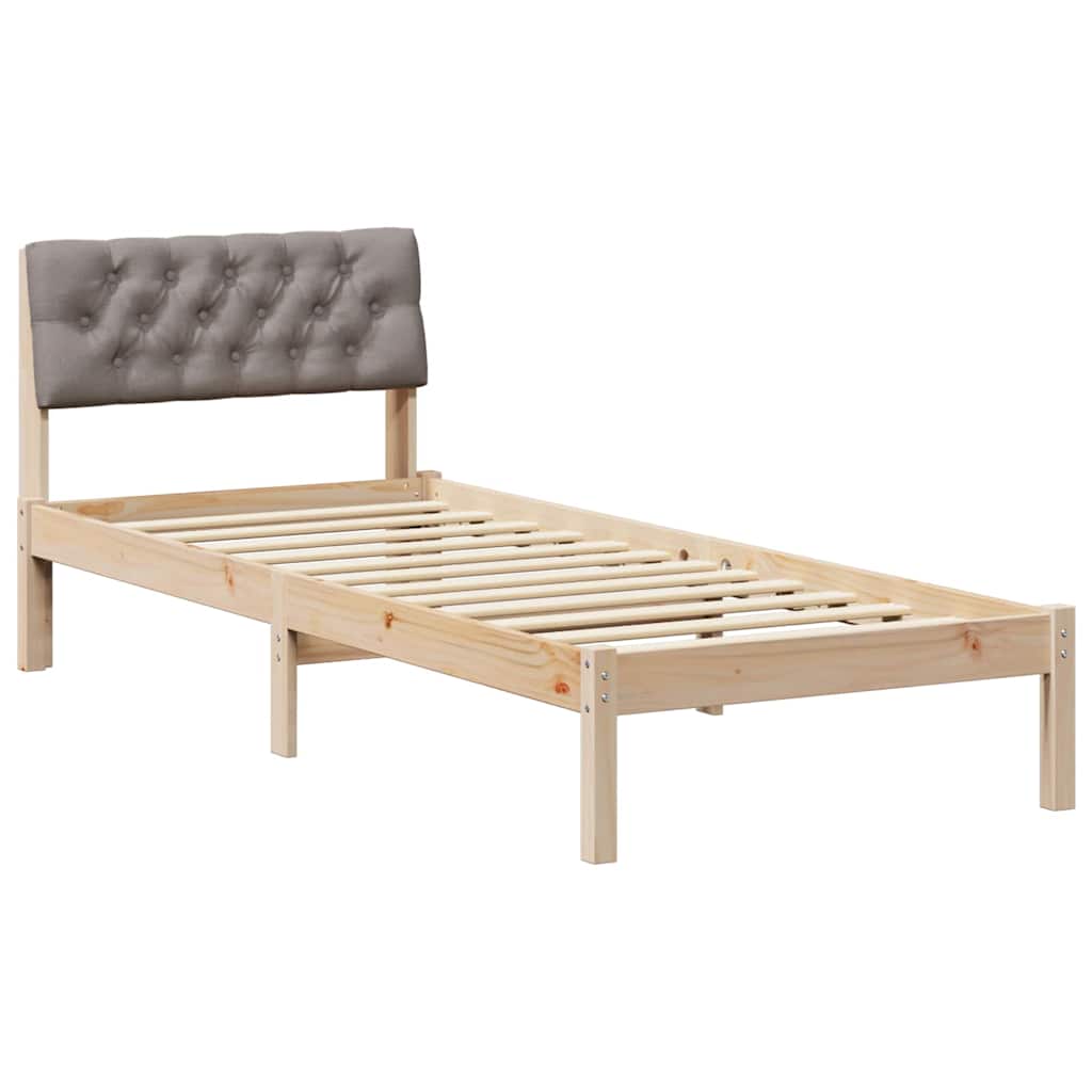Struttura del Letto con testiera Marrone e taupe 75 x 190 cm