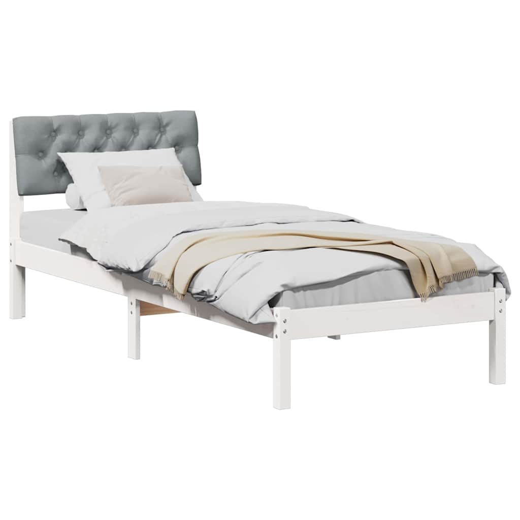 Struttura del Letto Bianco e grigio chiaro 75 x 190 cm