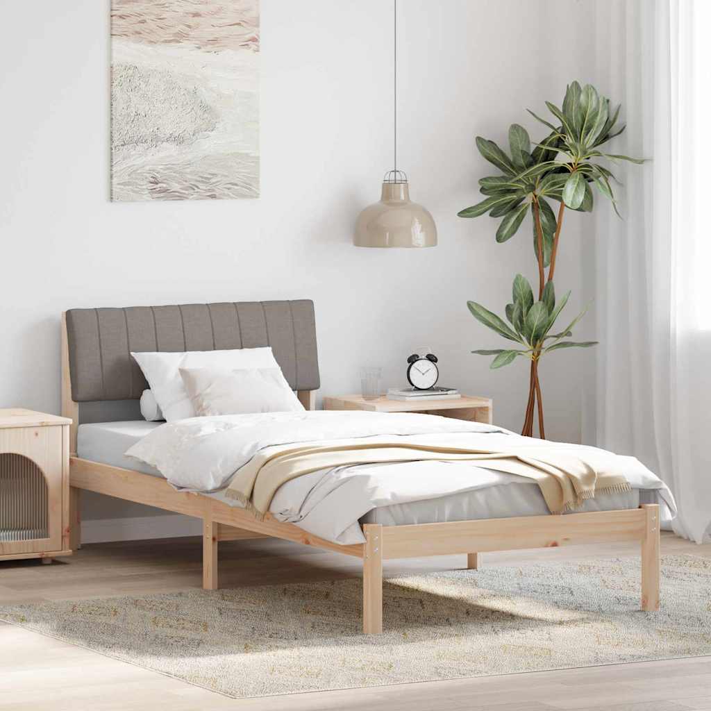 Struttura del Letto con testiera Marrone e taupe 90 x 200 cm