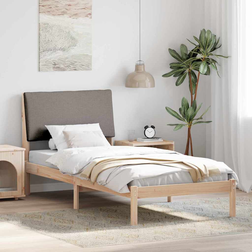 Struttura del Letto con testiera Marrone e taupe 90 x 200 cm