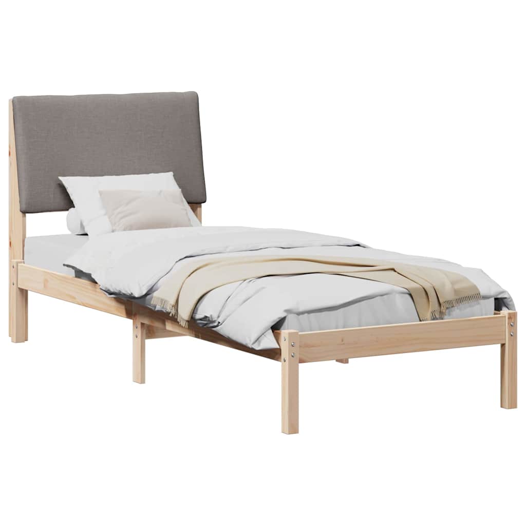 Struttura del Letto con testiera Marrone e taupe 75 x 190 cm