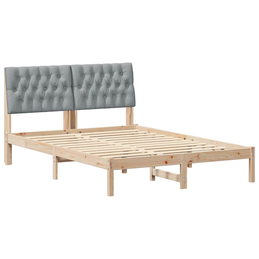 Struttura del letto Grigio chiaro 140 x 190 cm Pino massello