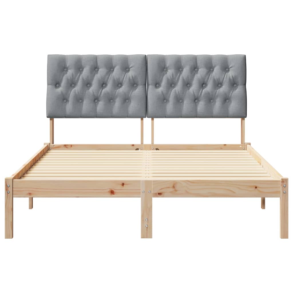 Struttura del letto Grigio chiaro 140 x 190 cm Pino massello