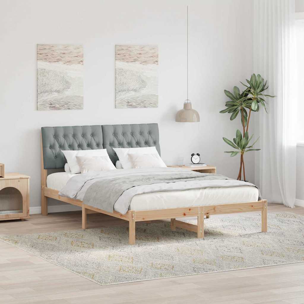 Letto con Testiera Rivestita con testiera Marrone 135 x 190 cm