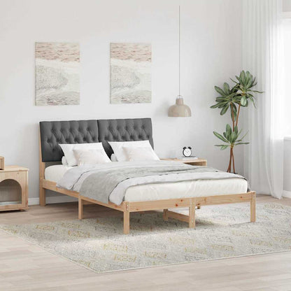 Letto con Testiera Rivestita con testiera Marrone 135 x 190 cm