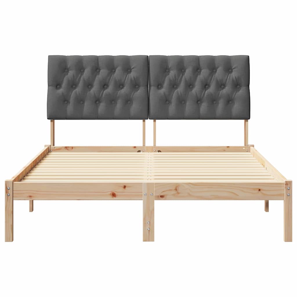 Letto con Testiera Rivestita con testiera Marrone 135 x 190 cm