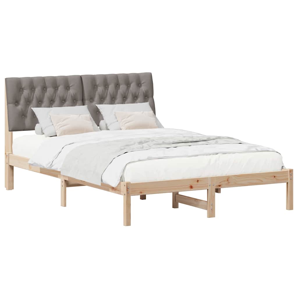 Letto con Testiera Rivestita con testiera Marrone 135 x 190 cm