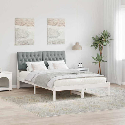 Letto con Testiera Rivestita con testiera Bianco 135 x 190 cm