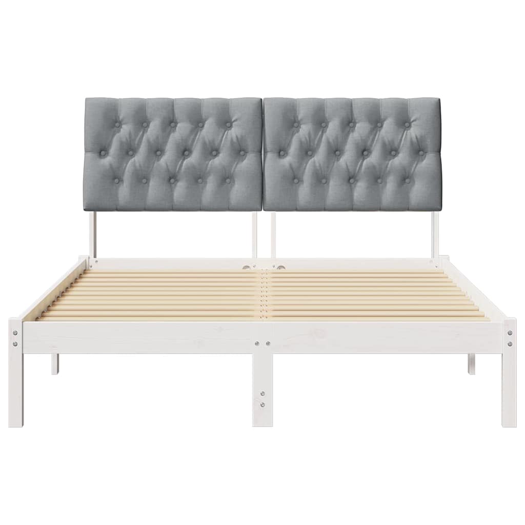 Letto con Testiera Rivestita con testiera Bianco 135 x 190 cm