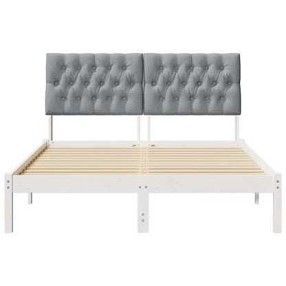 Letto con Testiera Rivestita con testiera Bianco 135 x 190 cm