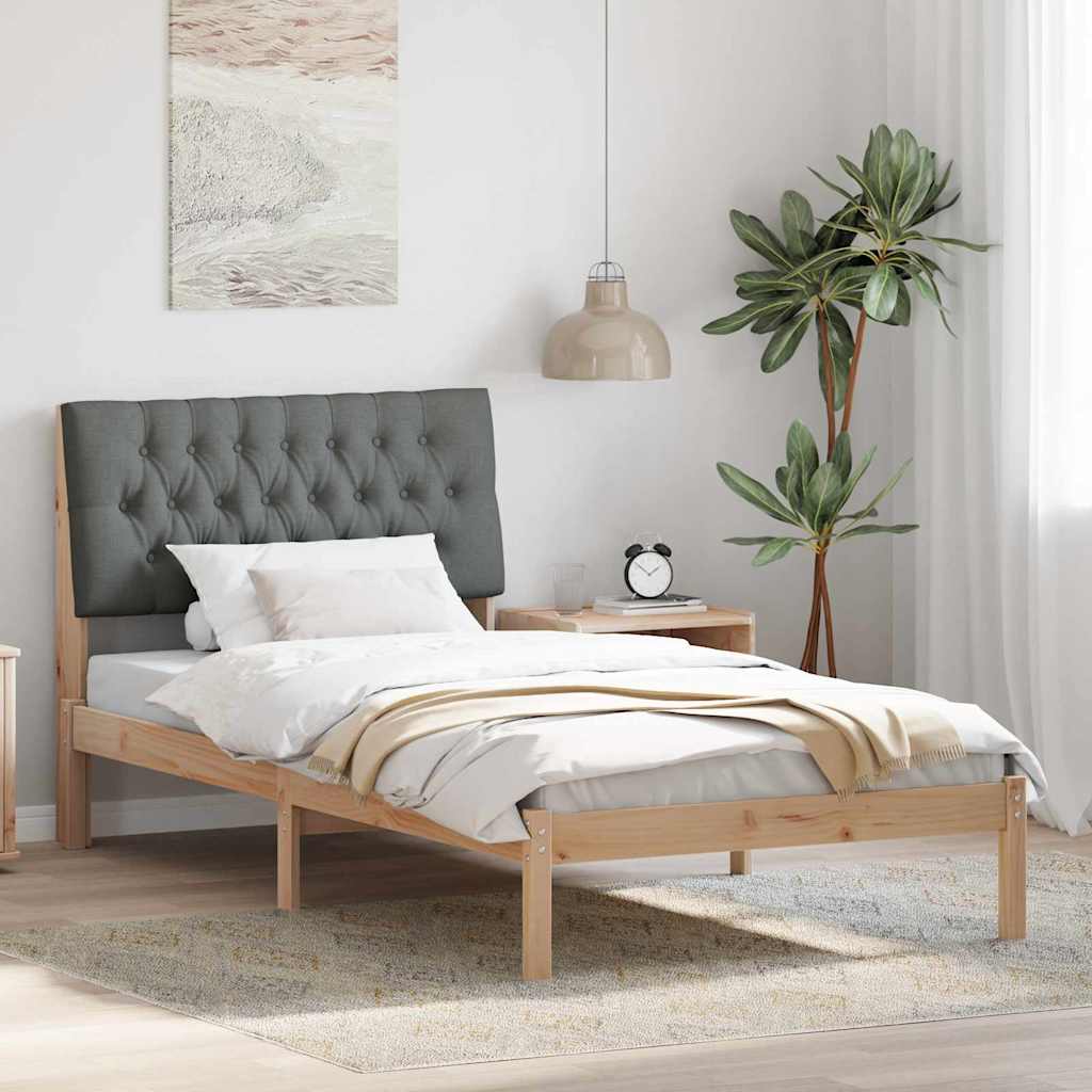 Letto con Testiera Rivestita con testiera Marrone 100 x 200 cm