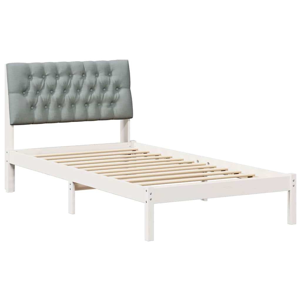 Letto con Testiera Rivestita con testiera Bianco 100 x 200 cm
