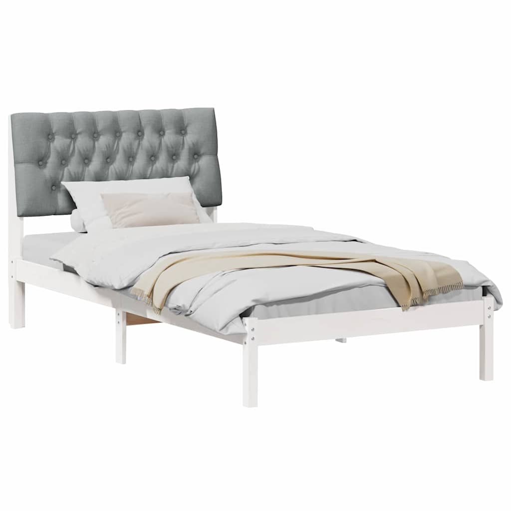 Letto con Testiera Rivestita con testiera Bianco 100 x 200 cm