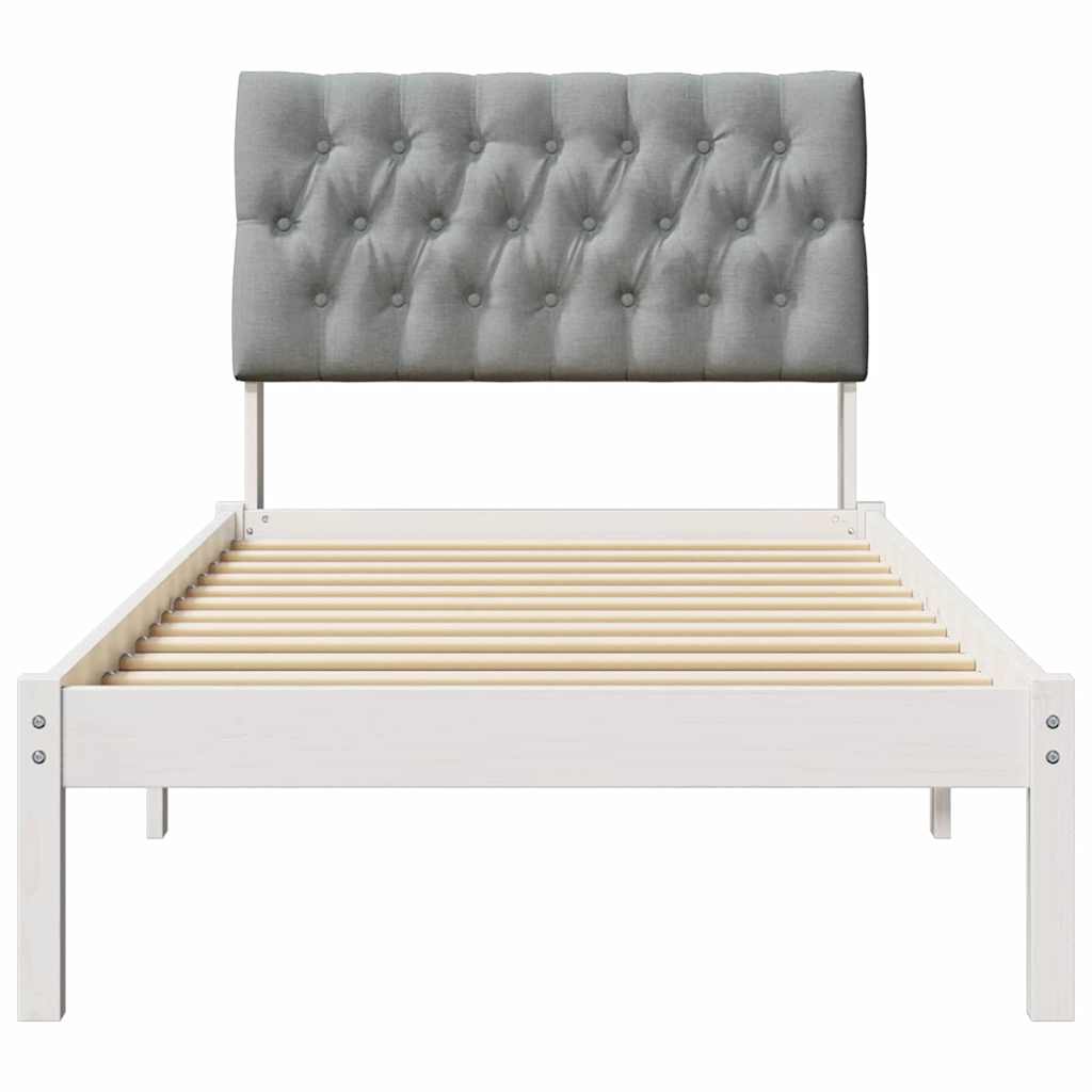 Letto con Testiera Rivestita con testiera Bianco 90 x 200 cm