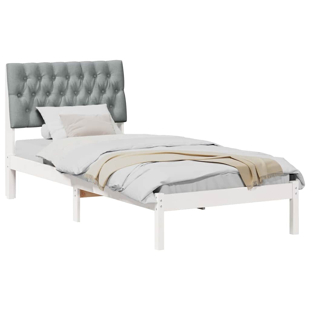 Letto con Testiera Rivestita con testiera Bianco 90 x 200 cm