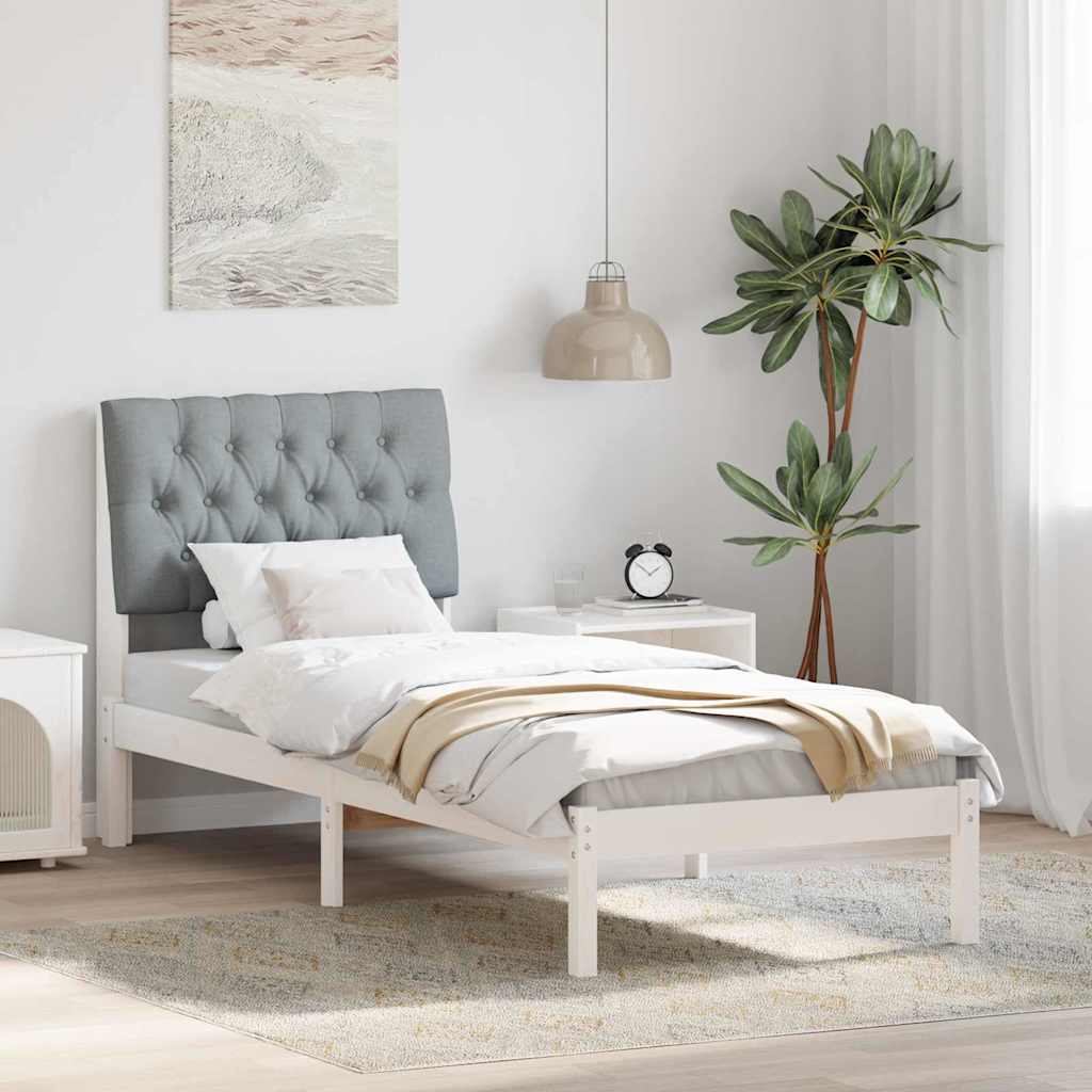 Letto con Testiera Rivestita con testiera Bianco 80 x 200 cm