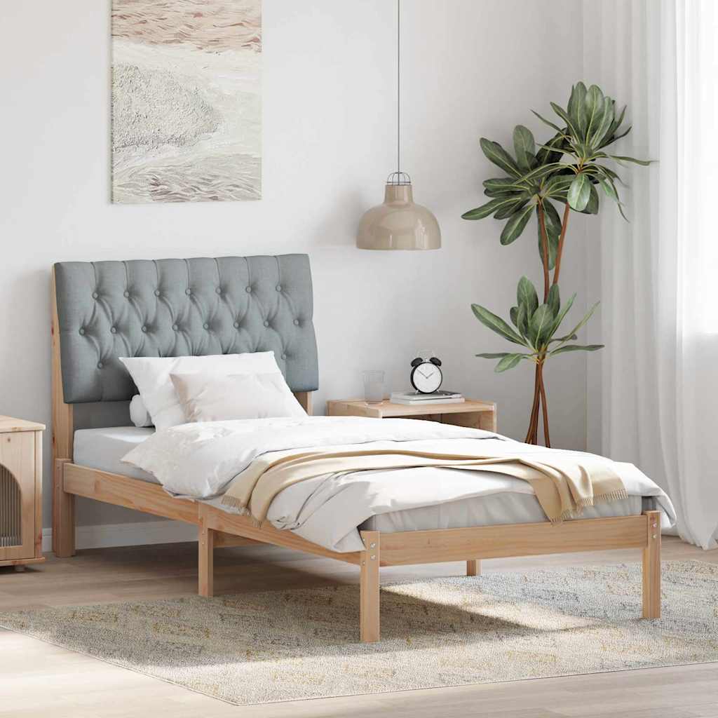 Letto con Testiera Rivestita con testiera Marrone 90 x 190 cm