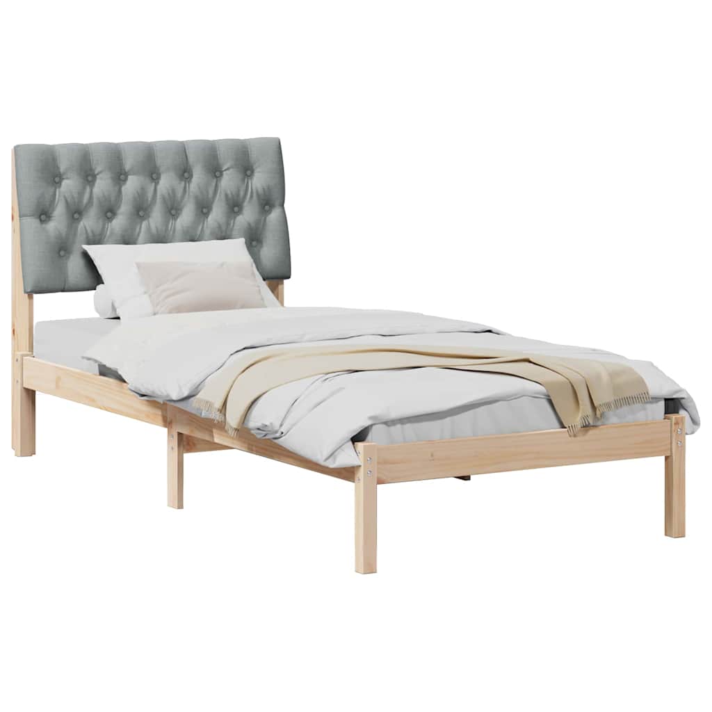 Letto con Testiera Rivestita con testiera Marrone 90 x 190 cm