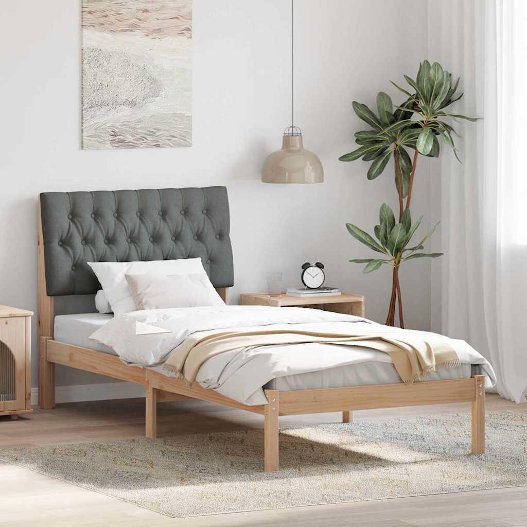 Letto con Testiera Rivestita con testiera Marrone 90 x 190 cm