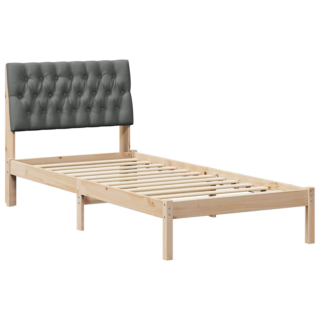 Letto con Testiera Rivestita con testiera Marrone 90 x 190 cm