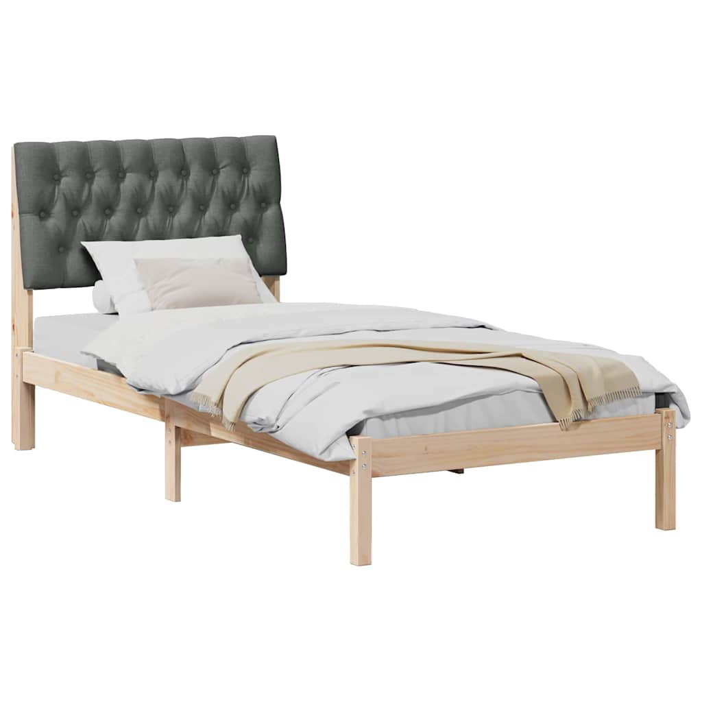 Letto con Testiera Rivestita con testiera Marrone 90 x 190 cm