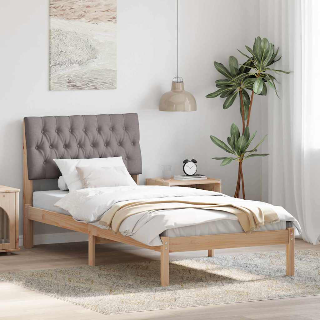 Letto con Testiera Rivestita con testiera Marrone 90 x 190 cm