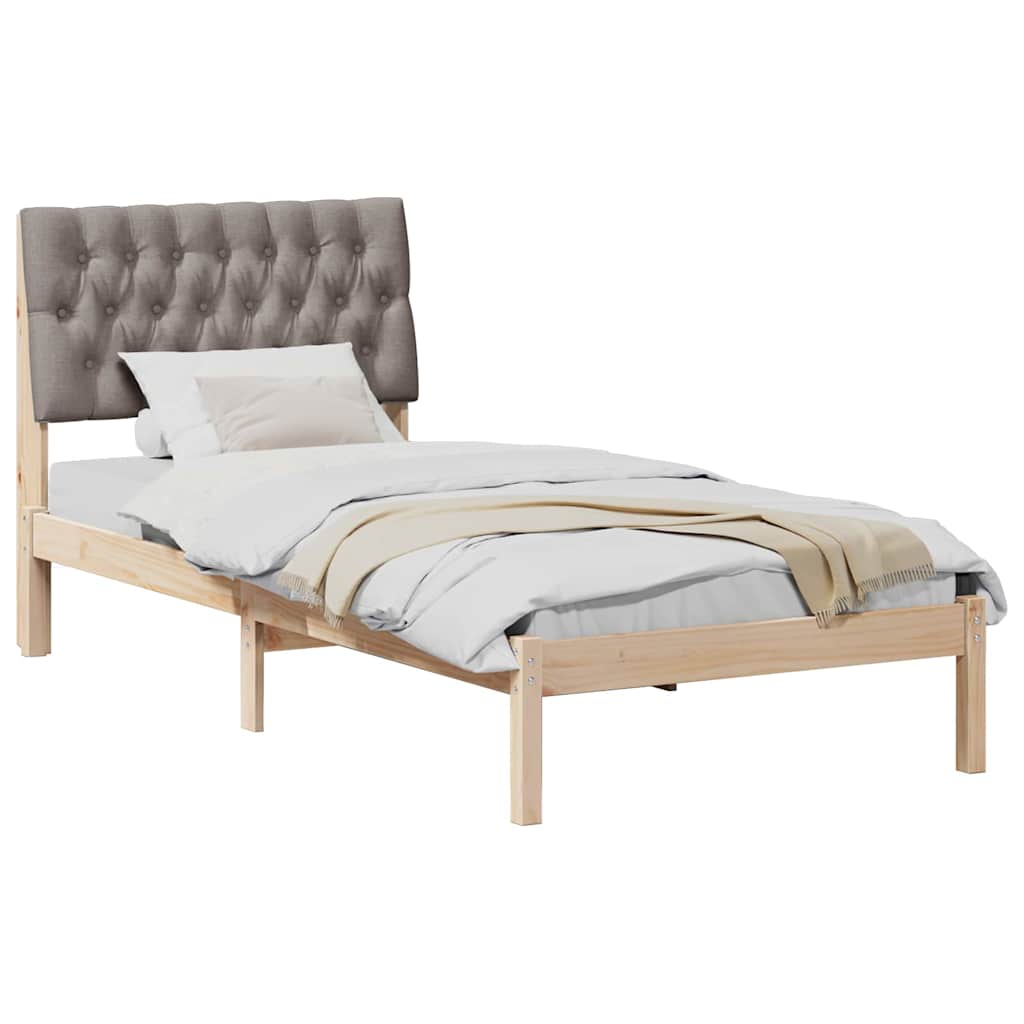 Letto con Testiera Rivestita con testiera Marrone 90 x 190 cm