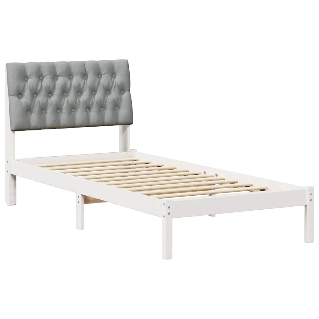 Letto con Testiera Rivestita con testiera Bianco 90 x 190 cm