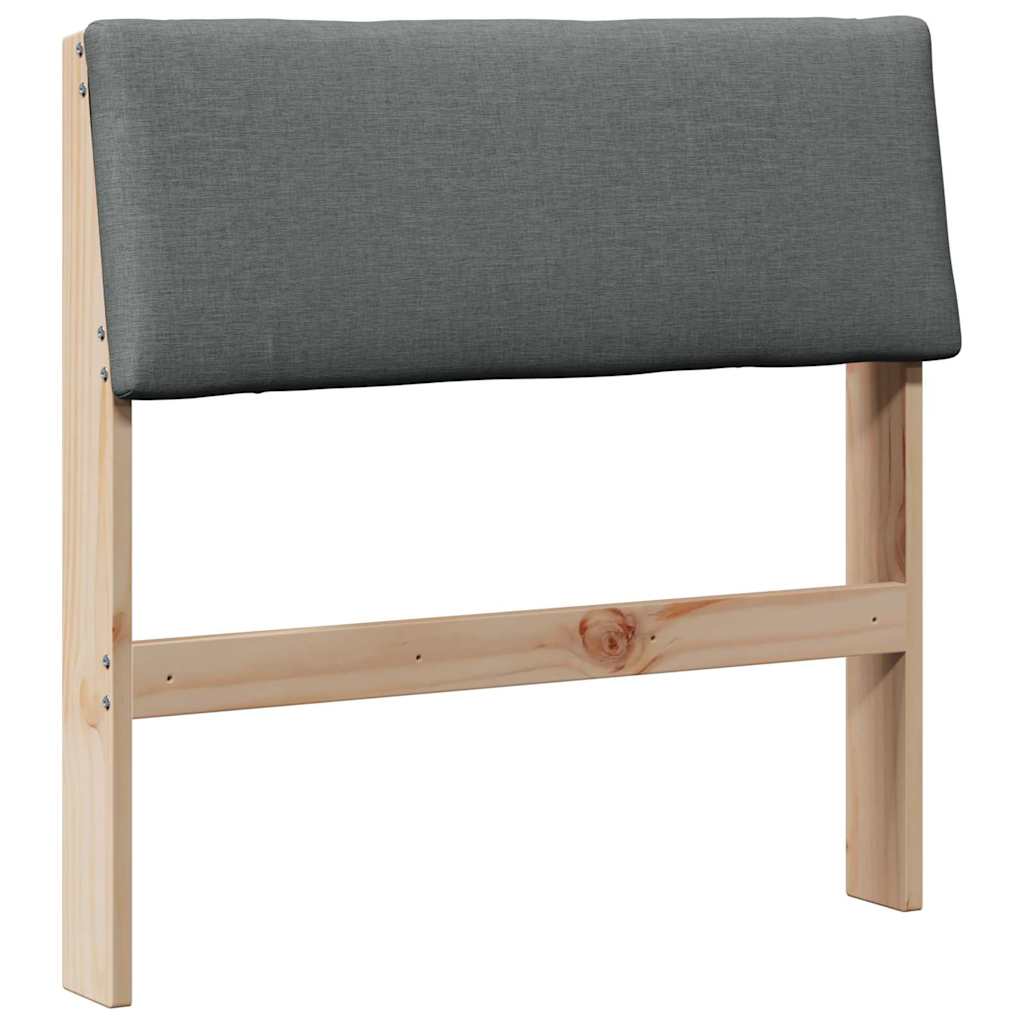 Testiera imbottita Grigio scuro 80 cm Pino massello