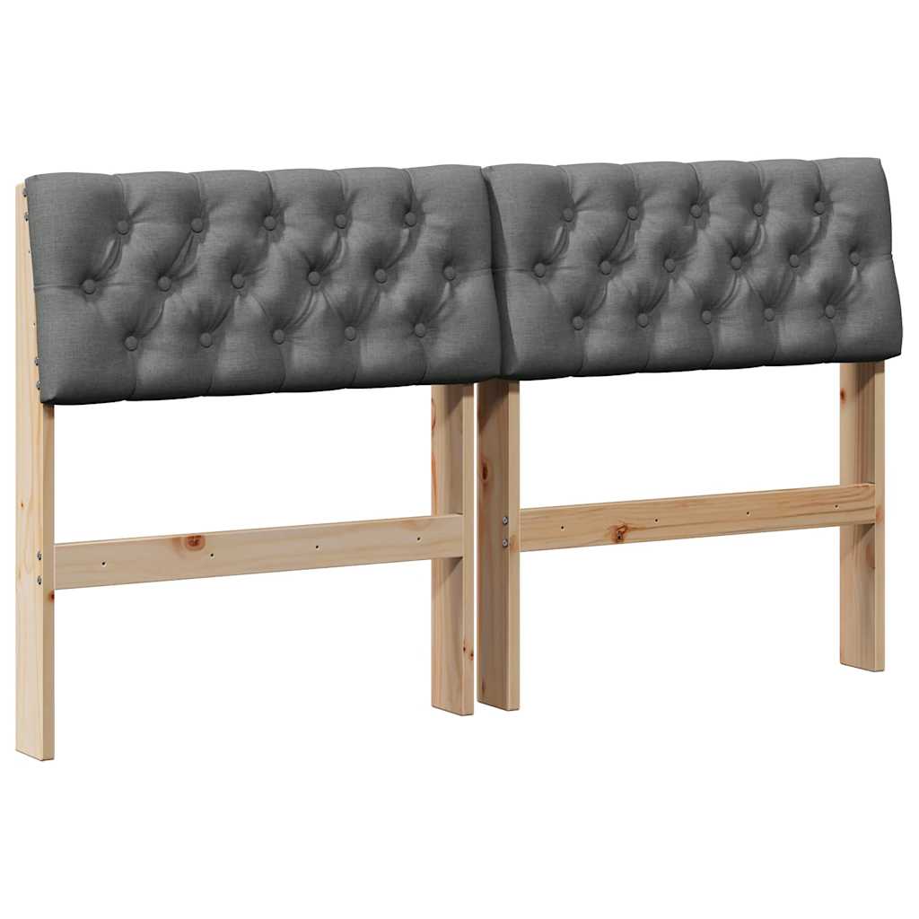 Testiera imbottita Grigio scuro 150 cm Pino massello