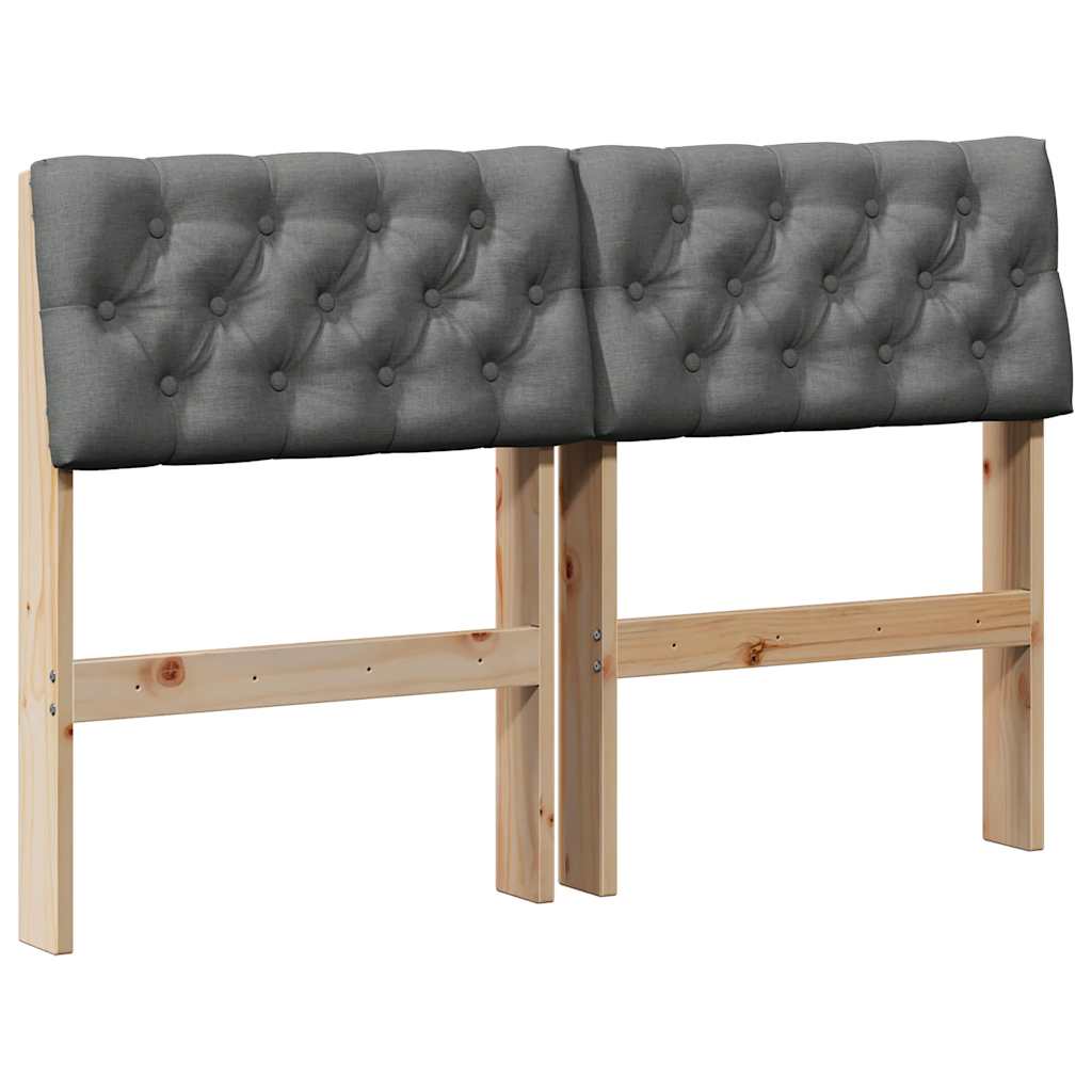 Testiera imbottita Grigio scuro 120 cm Pino massello