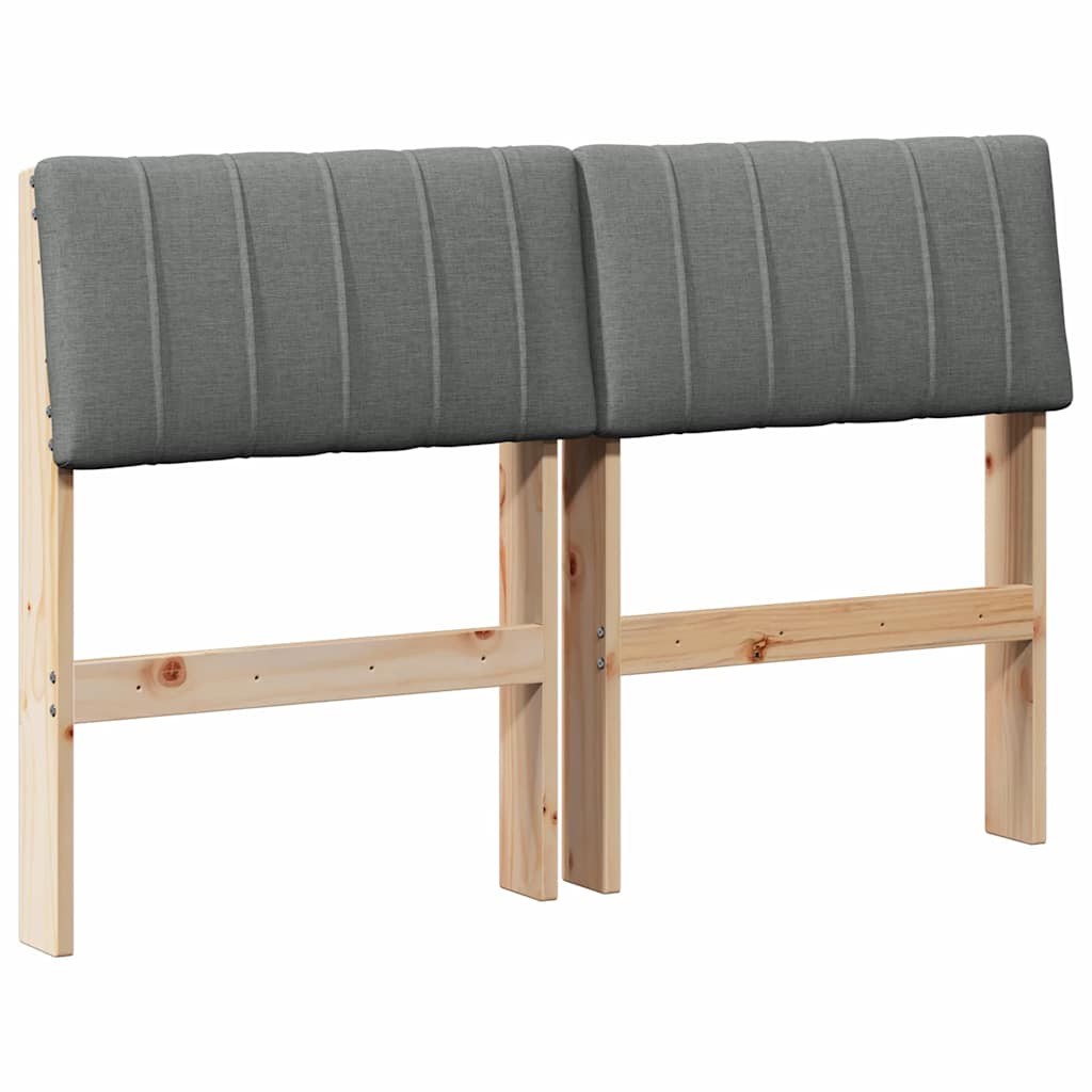 Testiera imbottita Grigio scuro 120 cm Pino massello