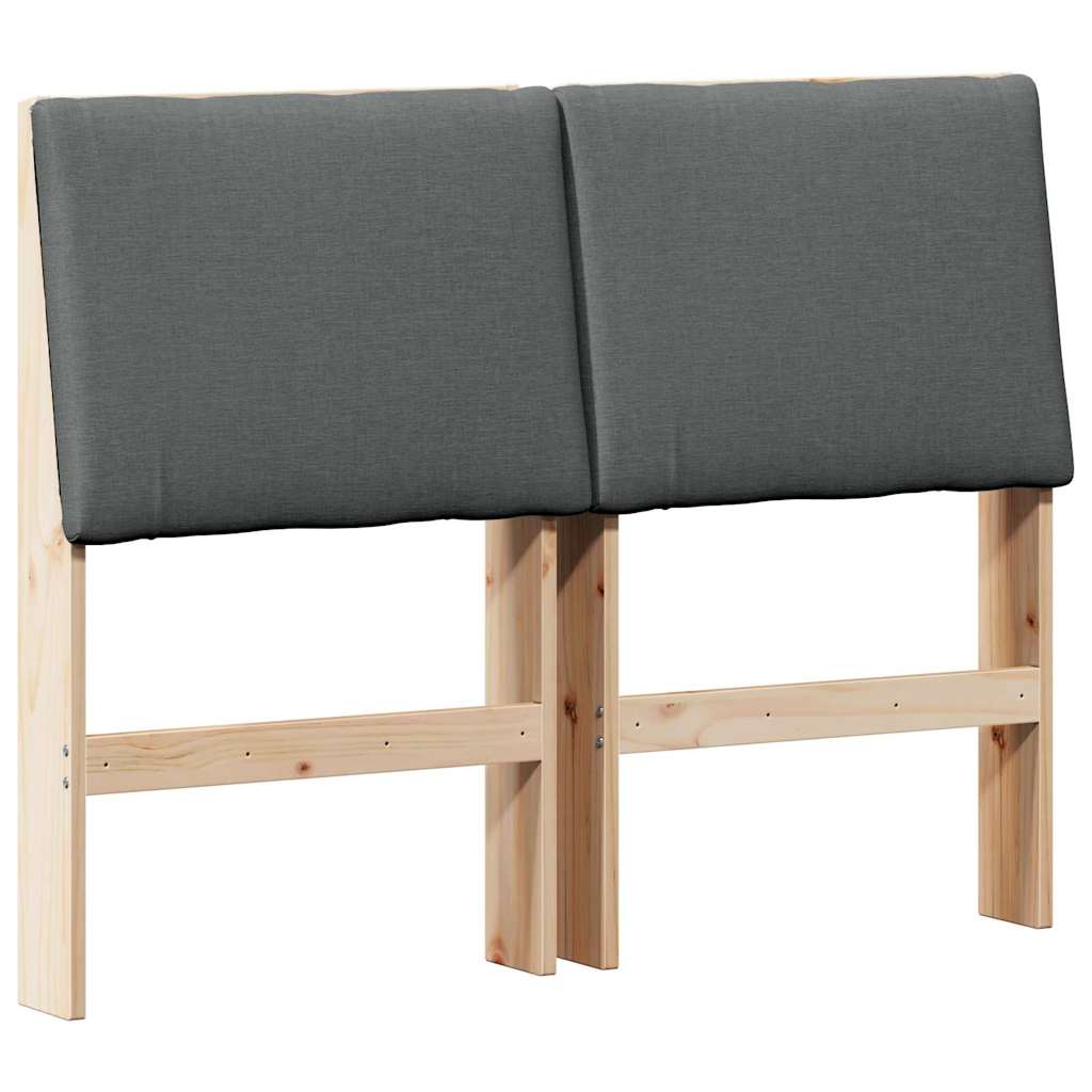 Testiera imbottita Grigio scuro 135 cm Pino massello